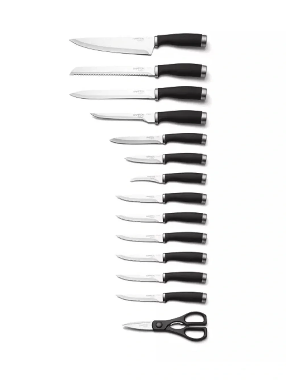 Hampton Forge 15 Piece Knife Block Set Stainless Steel Kitchen Cutlery